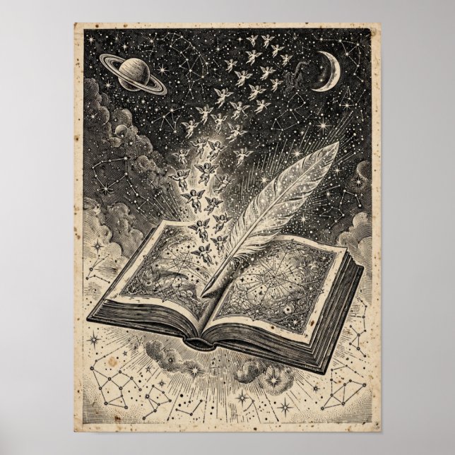Stjärnljust Ledger Art Print — Gotisk Fantasy Deko Poster (Framsidan)