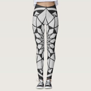 Stjärnmandala stickad svart & vit leggings