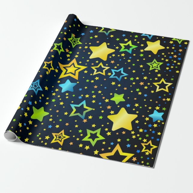 Stjärnmönster Presentpapper (Utrullad)