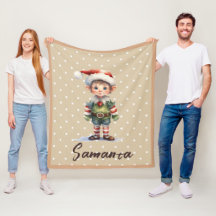 Stjärnmönster tomte blå beige namn