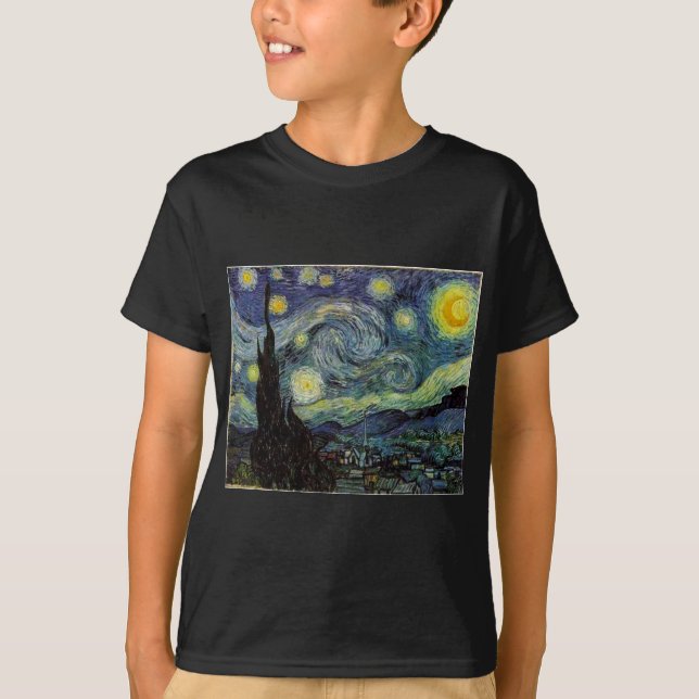 stjärnnatt, 1889,Vincent van Gogh Tee Shirt (Framsida)