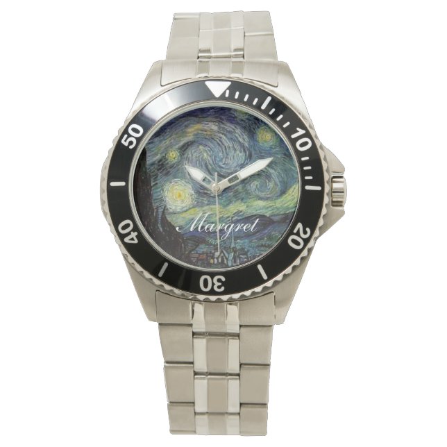 Stjärnnatt av Vincent van Gogh. Armbandsur (Framsida)