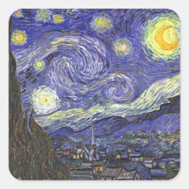 Stjärnnatt av Vincent van Gogh Fyrkantigt Klistermärke