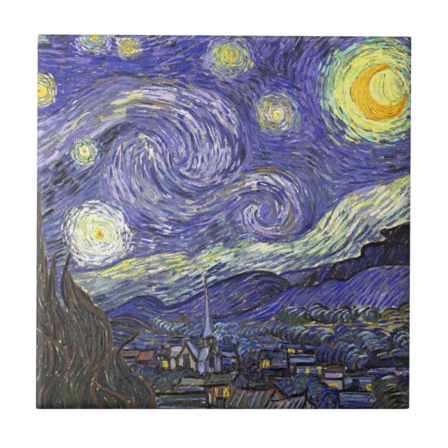 Stjärnnatt av Vincent van Gogh Kakelplatta (Framsidan)