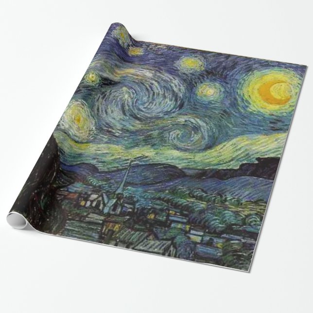 Stjärnnatt av Vincent van Gogh. Presentpapper (Utrullad)