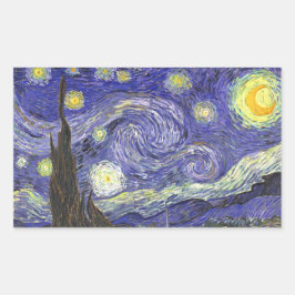 Stjärnnatt av Vincent van Gogh Rektangulärt Klistermärke