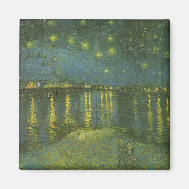 Stjärnnatt vid Rhône av Vincent van Gogh Magnet (Framsidan)