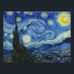 Stjärnnatten, 1889 av Vincent van Gogh Fototryck<br><div class="desc">Stjärnnatten,  1889 av Vincent van Gogh. Det skildrar den uppfattning som kommer från det öster-vända fönstret om hans asylrum på Saint-Rémy-de-Provence,  precis före soluppgången,  med tillägg av en imaginär by.</div>