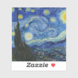 Stjärnnatten, 1889 av Vincent van Gogh Klistermärken<br><div class="desc">Stjärnnatten,  1889 av Vincent van Gogh. Det skildrar den uppfattning som kommer från det öster-vända fönstret om hans asylrum på Saint-Rémy-de-Provence,  precis före soluppgången,  med tillägg av en imaginär by.</div>