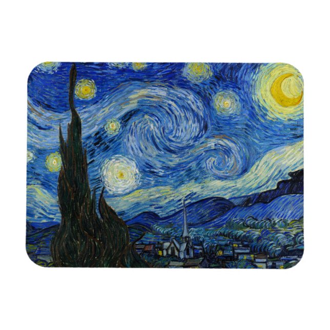 Stjärnnatten, 1889 av Vincent van Gogh Magnet (Horisontell)