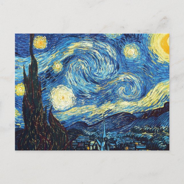 Stjärnnatten (De sterrennacht) - Van Gogh Vykort (Framsida)