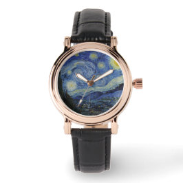 Stjärnnatten (Vincent van Gogh) (Berömd Art) Armbandsur