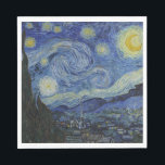 Stjärnnatten (Vincent van Gogh) (Berömd Art) Pappersservett<br><div class="desc">Den här utformningen har en berömd som målas av den nederländske postimpressionisten Vincent van Gogh (1853-1890). Det skildrar synen från det öster-vända fönstret på hans asylrum på Saint-Rémy-de-Provence alldeles före soluppgången. van Gogh lade också till en imaginär by på scenen. "Starry Natt" är en av de mest kända målningarna i...</div>