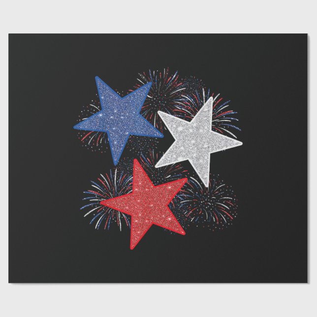 Stjärnor Amerikansk Flagga Fyrverkerier 4:e Juli S Presentpapper (Platt)