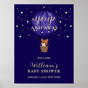 Stjärnor Björn Varm Luft Ballong Baby Shower Välko Poster