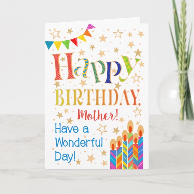 Stjärnor, buntning, ljus för Mor födelsedag Kort (Framsida)