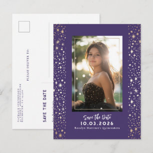 Stjärnor Celestial QUINCEANERA Spara datumet Foto Meddelande Vykort