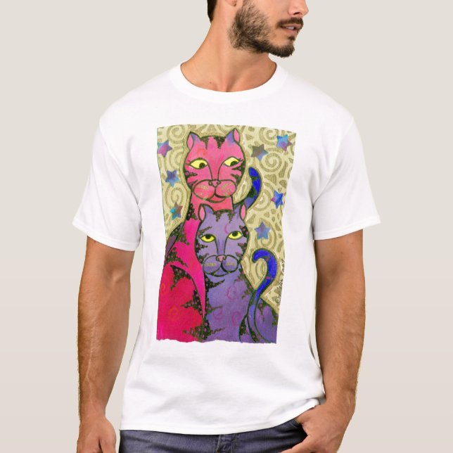 Stjärnor för katt N T-shirt (Framsida)