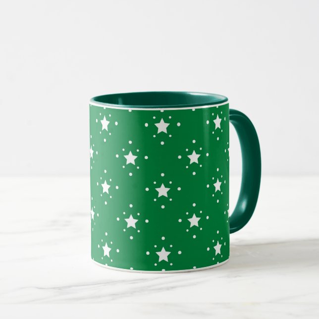 Stjärnor Grön Julbakgrund Mugg (Framsida höger)