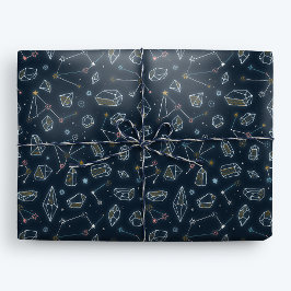 Stjärnor, konstellationer och kristaller presentpapper