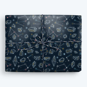 Stjärnor, konstellationer och kristaller presentpapper