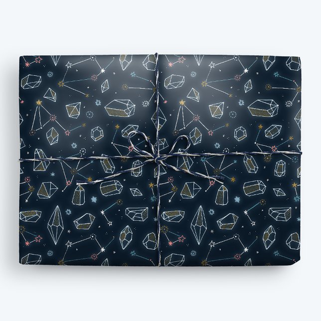 Stjärnor, konstellationer och kristaller presentpapper (Skapare uppladdad)