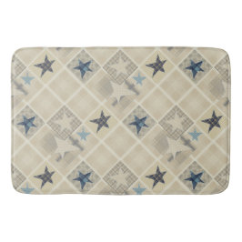 Stjärnor, lappverk, blått, denim, textil, hipp badrumsmatta