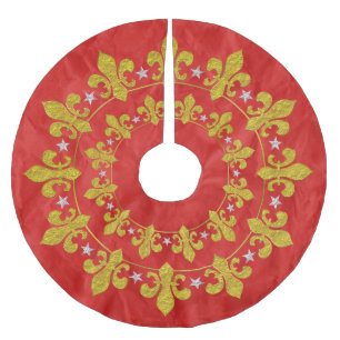 Stjärnor & liljan cirklar guld- silver mig + din julgransmatta borstad polyester