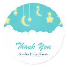 Stjärnor Måne & Moln Baby Shower Favor Klistermärk