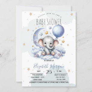 Stjärnor Måne Moln Teddybjörn Bebis-babyshower Inbjudningar