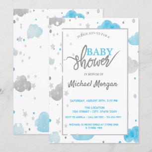 Stjärnor & Moln Baby Shower Inbjudningar