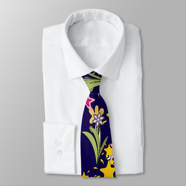 Stjärnor Och Blommor  Slips (Bunden)