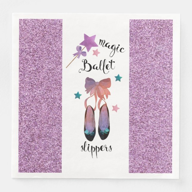 Stjärnor och Bows och Magic Ballet Tofflor Pappersservett (Framsida)