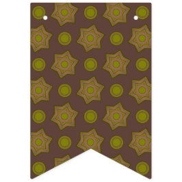 Stjärnor och cirklar i brunn och grönt vimplar