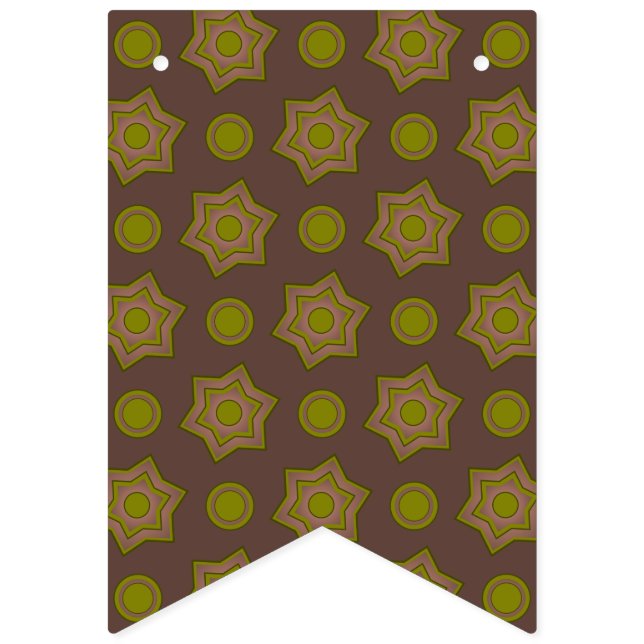 Stjärnor och cirklar i brunn och grönt vimplar (Första flaggan)