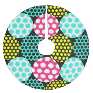 Stjärnor och cirklar, multifärgad pop mönster. julgransmatta borstad polyester