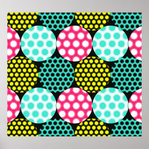 Stjärnor och cirklar, multifärgad pop mönster. poster