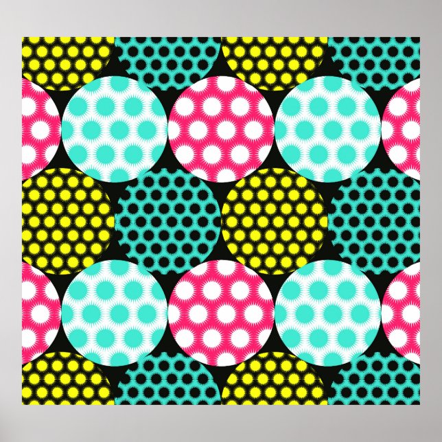 Stjärnor och cirklar, multifärgad pop mönster. poster (Framsidan)