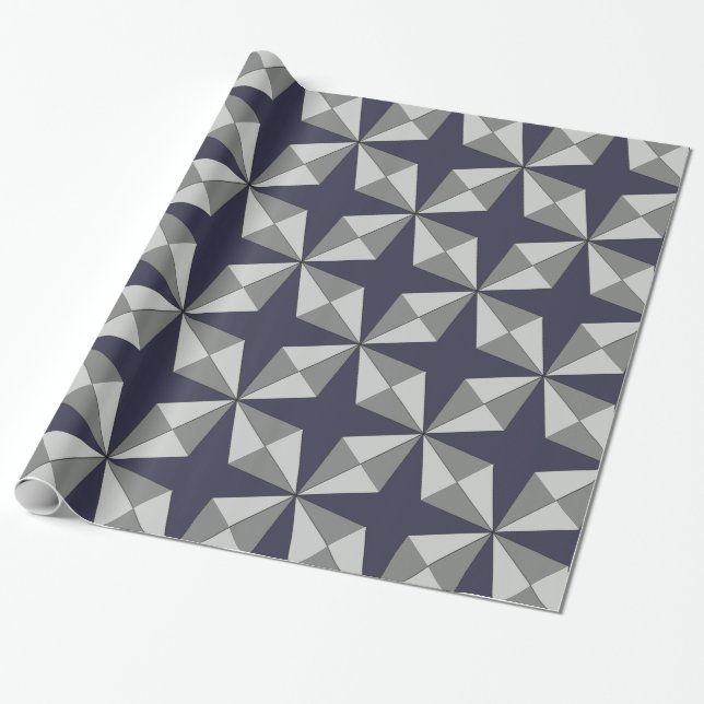 Stjärnor och diamanter något geometriskt mönster presentpapper (Utrullad)