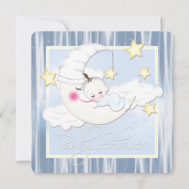 Stjärnor och mån Baby Shower Inbjudningar (Framsida)