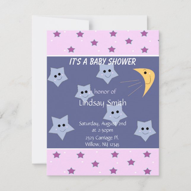 Stjärnor och måne Baby Shower-inbjudan Inbjudningar (Framsida)