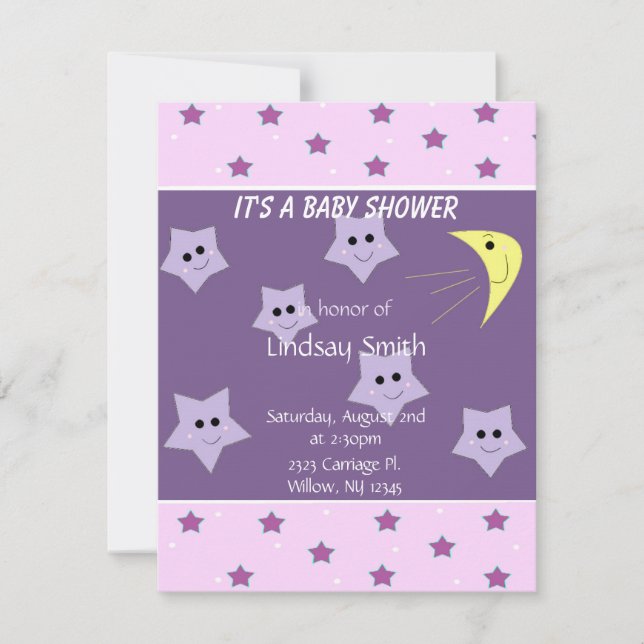 Stjärnor och måne Baby Shower-inbjudan Inbjudningar (Framsida)
