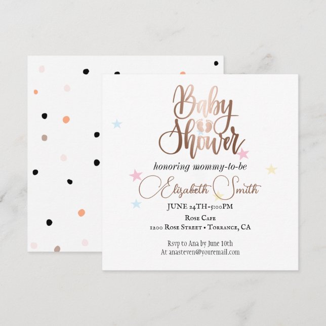 Stjärnor och prickar till din prinsessinbjudan inbjudningar (Fram/baksida)