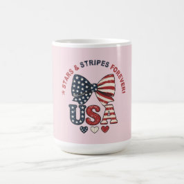 Stjärnor och ränder Bow Patriotisk fjärde juli T-S Kaffemugg