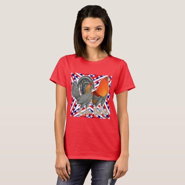 Stjärnor och ränder Gamefowl Tee (Hel framsida)