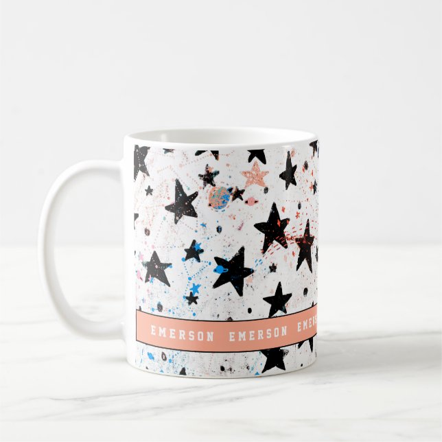 stjärnor och rymdastronomi roligt mönster kaffemugg (Vänster)