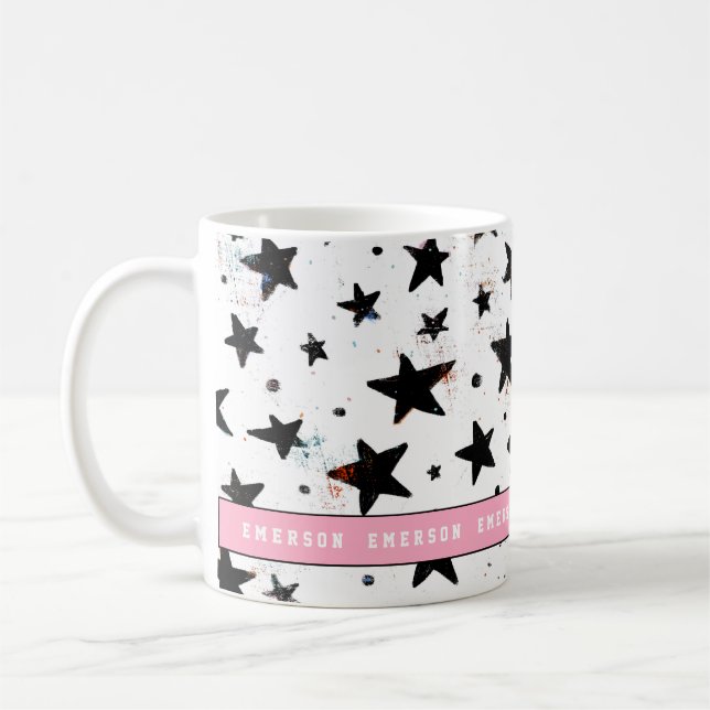 stjärnor och rymdastronomi roligt mönster kaffemugg (Vänster)