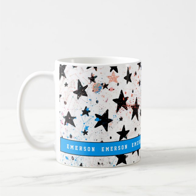 stjärnor och rymdastronomi roligt mönster kaffemugg (Vänster)