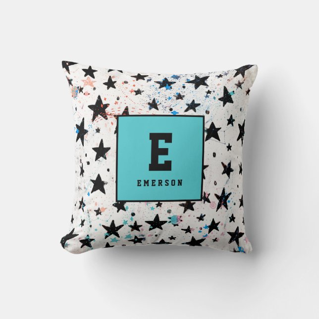 stjärnor och rymdastronomi roligt mönster kudde (Framsida)