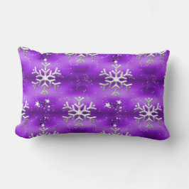 Stjärnor och Silver Snöflingor Lila jul Lumbarkudde